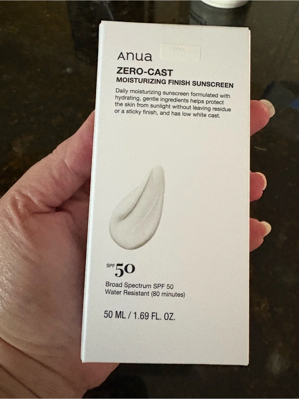 New ANUA Zero-cast SPF 50 Moisturizing Finish Sunscreen - 1.69 oz travel size